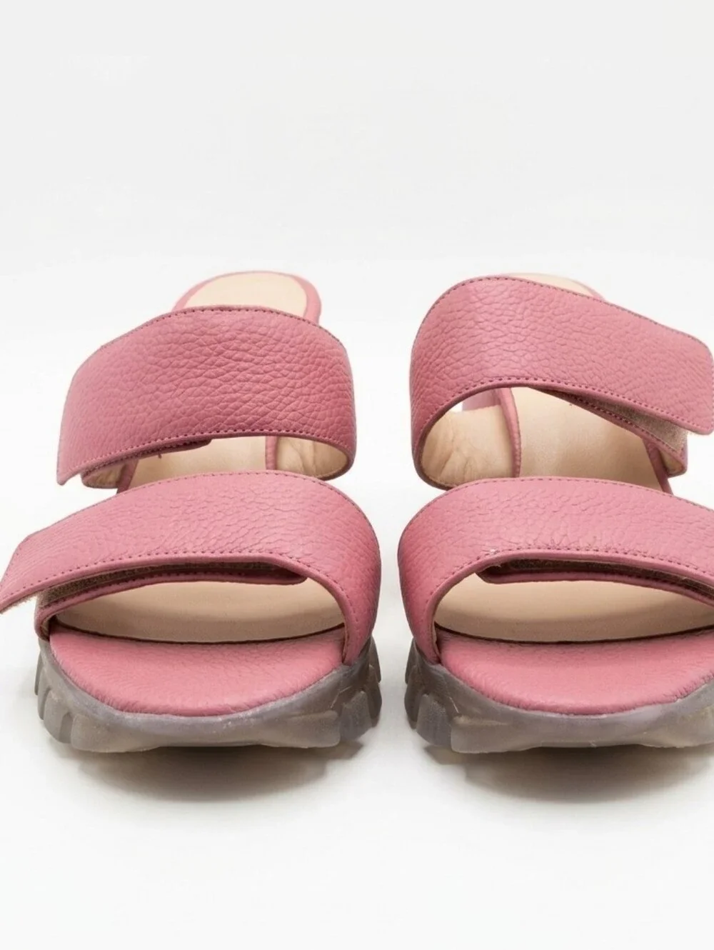 THEO Dusty Rose Chunky Platform Block Heel Slide Sandals Sz. 40/9 Barbie